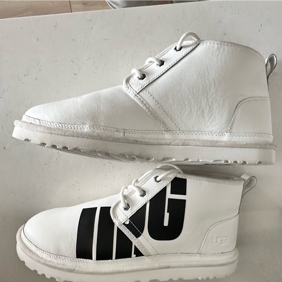 UGG NEUMEL CHOPD PEBBLED WHITE LEATHER BOOTS - Men’s 13 - Picture 10 of 13